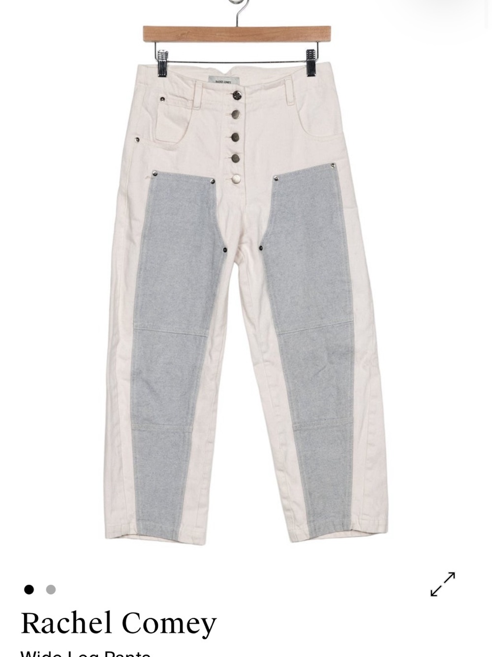 RARE Rachel Comey Handy jeans - white with light denim panels, size 4 - Picture 7 of 8